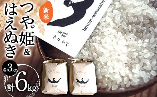 【令和7年産 新米 先行予約】 特別栽培米 つや姫 ＆ はえぬき 各3kg (計6kg) 《令和7年10月中旬～発送》 『最上園』 米 白米 ご飯 農家直送 山形県 南陽市 [1682-R7]