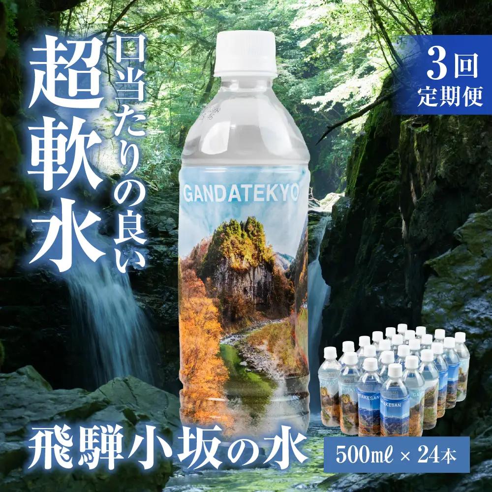 【先行予約2026年11月から発送開始】【定期便 3回】飛騨小坂の水（ナチュラルミネラルウォーター）500ml×24本（1箱24本入り）× 3カ月【110-A】