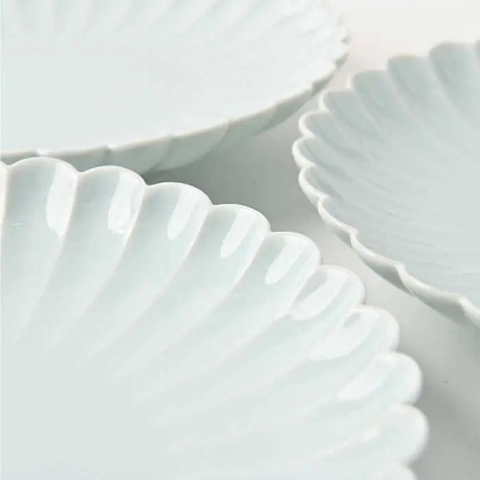 【波佐見焼】菊彫 青白釉 7寸皿 プレート 5枚セット 食器 皿 【福田陶器店】 [PA209]  波佐見焼