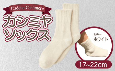 【Cadena Cashmere】カシミヤソックス（ホワイト、17～22cm）