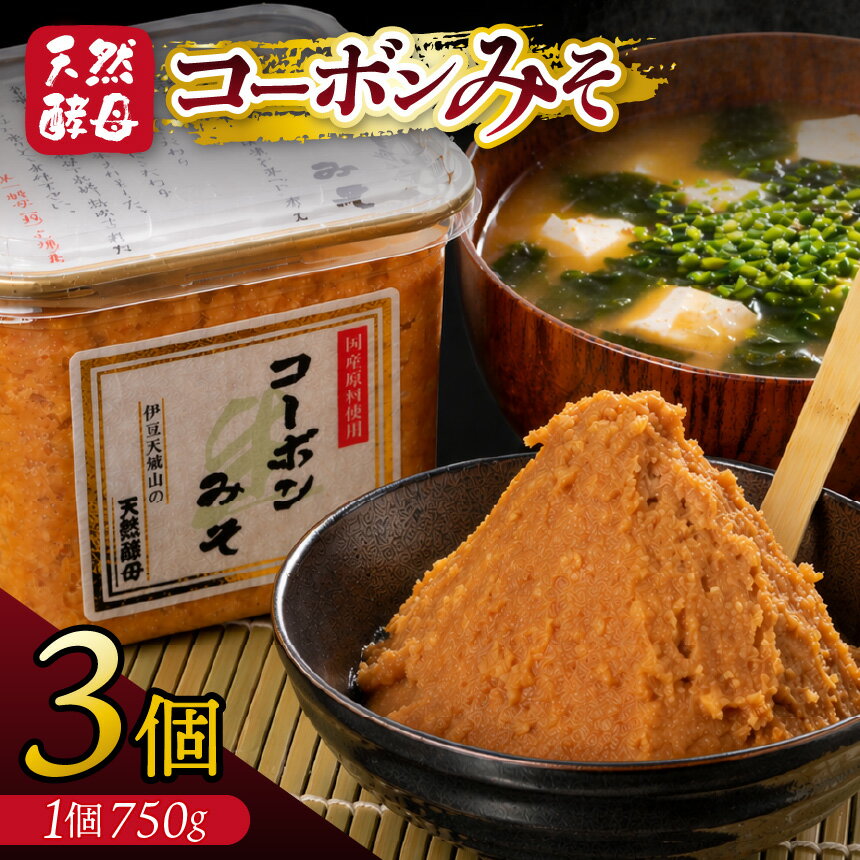 【ふるさと納税】天然酵母「コーボンみそ」（750g×3個） ／ 味噌 生みそ 無添加 酵母 伊豆の国 静岡 静岡県