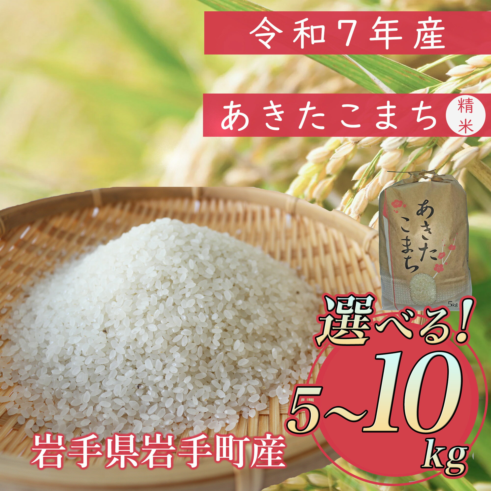 【ふるさと納税】【先行受付】令和7年産岩手町産あきたこまち精米5kg 令和7年 新米 5kg 10kg 5キロ 10キロ 送料無料 農家直送 こめ 岩手 岩手町 岩手県 Mふぁ～む