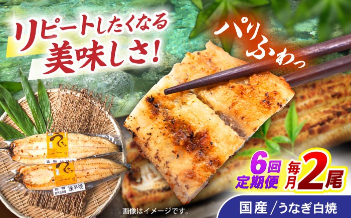 
                  【6回定期便】【諫早淡水】うなぎ白焼き2尾  / うなぎ 白焼き 栄養価 小分け 冷凍 / 諫早市 / 諫早淡水 [AHAT046]
                