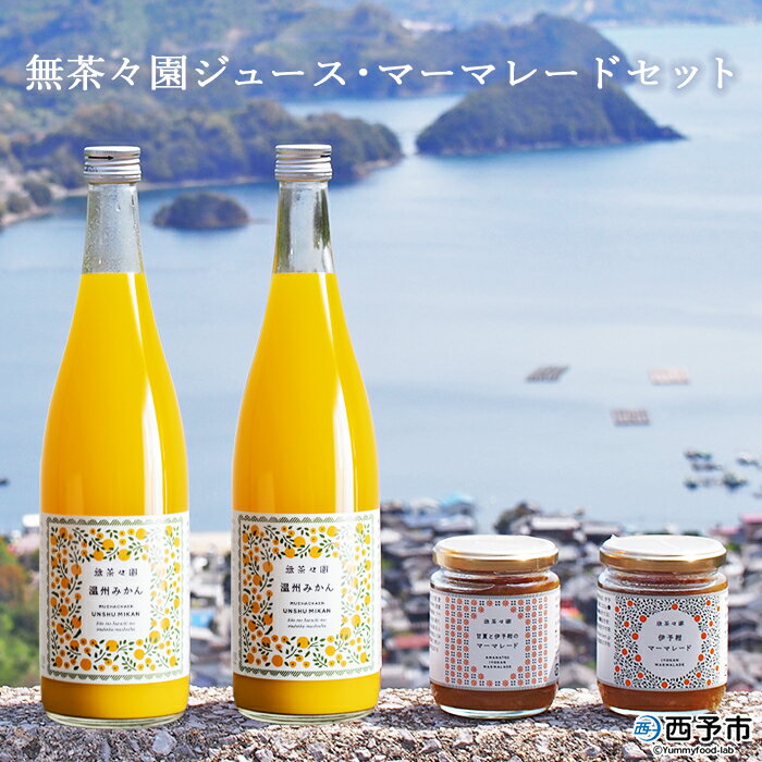 【ふるさと納税】＜無茶々園 ジュース 720ml×2本・マーマレード2種セット＞『1か月以内に順次出荷予定』果物 温州みかん 伊予柑 甘夏 オレンジ ミカン 蜜柑 柑橘 フルーツ ジャム 果実飲料 ドリンク 飲んで応援 特産品 贈答用 愛媛県 西予市 【常温】