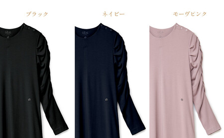 【ネイビー Mサイズ】リファ バイタルテック モイストスムース ギャザースリーブマキシレングスシャツ