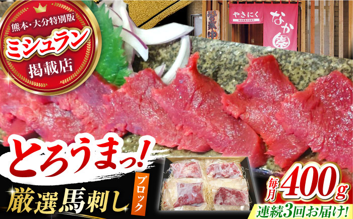 【3回定期便】熊本 馬刺し「なか園」赤身馬刺し 約400ｇ【有限会社スイートサプライなかぞの】 [ZBV074]