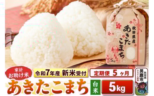 《令和7年産 新米受付》《定期便5ヶ月》【白米】家計お助け米 あきたこまち 5kg