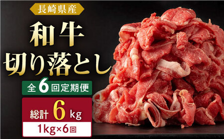 【全6回定期便】長崎県産 和牛 切り落とし 1kg(500g×2パック)  【合同会社肉のマルシン】[QBN038]