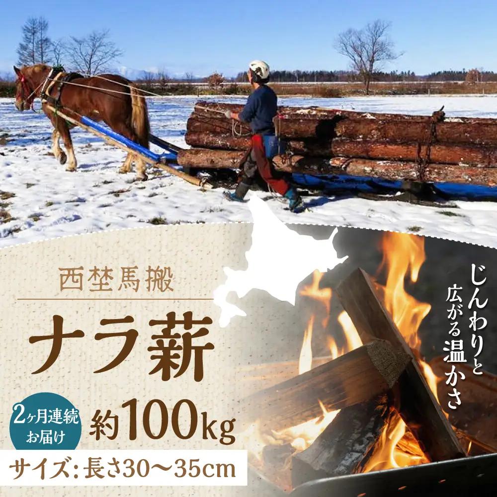 【全2回定期便】北海道 ナラ薪 100kg（20kg×5箱）【西埜馬搬】 薪 まき 薪ストーブ ストーブ キャンプ 北海道  [AXBE006]