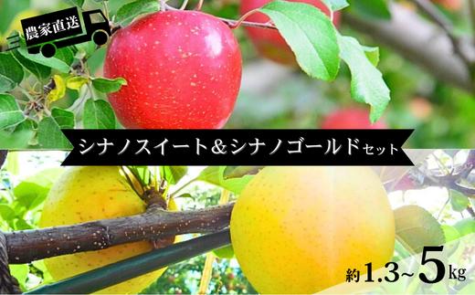 
            【信州松川町産】シナノスイート＆シナノゴールド りんご2種セット 約1.3kg～約5kg／11月上旬発送予定 // 長野県 南信州 オリジナル品種 減農薬栽培 エコファーマー認証農家 りんご3兄弟 HF
          
