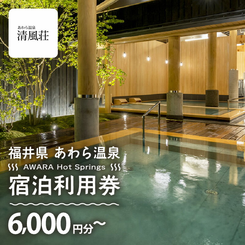 【ふるさと納税】あわら温泉 宿泊利用券 6,000円分～ l 宿泊券 利用券 旅館 ホテル チケット ペア 観光 旅行 源泉 大浴場 露天風呂 カニ 蟹 観光地 国内旅行 旅行券 宿泊券 ゴルフ 国内