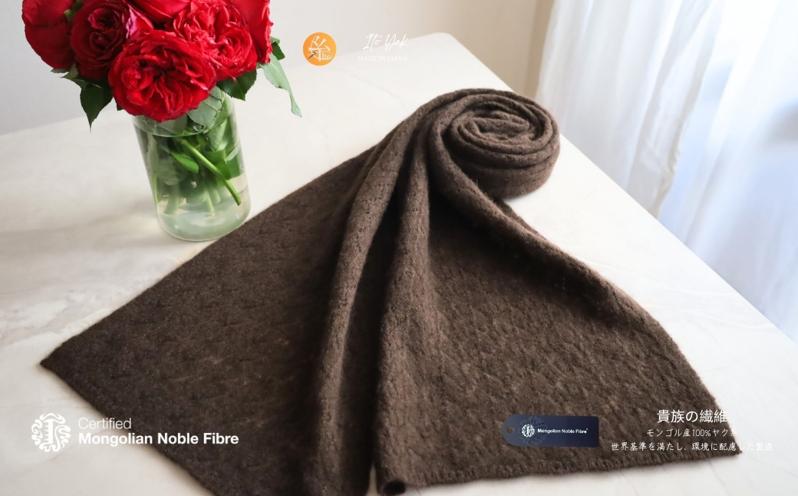 【JALふるさと納税限定】『Noble Fibre』100％ピュアカシミヤ・レッグウォーマー ミッドグレー+『Noble Fibre』100％ヤク・マフラー ブラウン【高級 おしゃれ ファッション 防