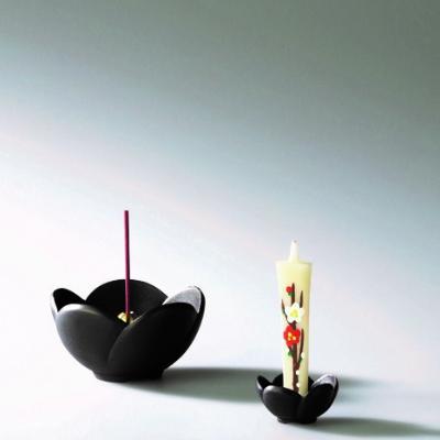 ふるさと納税 高岡市 【高岡銅器】うめ燭台　黒 |  | 02