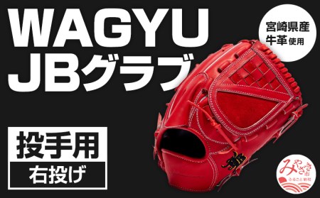 宮崎県産牛革使用 WAGYU JB 硬式用 グラブ 投手用 JB-001Y(パワーオレンジ/右投げ用)