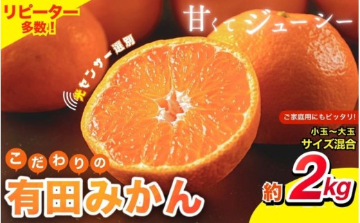 【2026年12月発送予約分】【こだわりの有田みかん】みかん 有田みかん【家庭用】 約2kg サイズ混合  ＼光センサー選別／ 【農家直送】 有機質肥料100%【12月発送】みかん ミカン 有田みかん 【nuk159-12A】