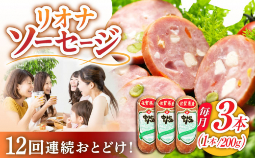 【12回定期便】リオナソーセージ 200g×3本 /宮地ハム [UBM032]
