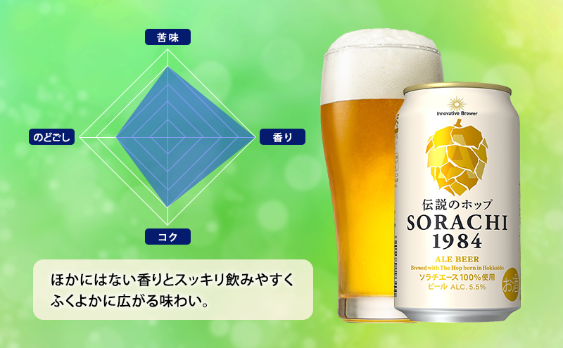 【9ヵ月連続定期便】北海道 上富良野町発祥 伝説のホップ SORACHI 1984 350ml×12缶 ソラチエース使用 サッポロ ビール クラフトビール 酒 アルコール 日用品 お酒