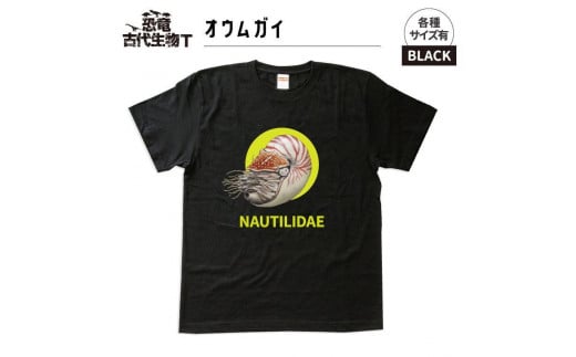 恐竜・古代生物Tシャツ　オウムガイ　サイズL（レギュラー）