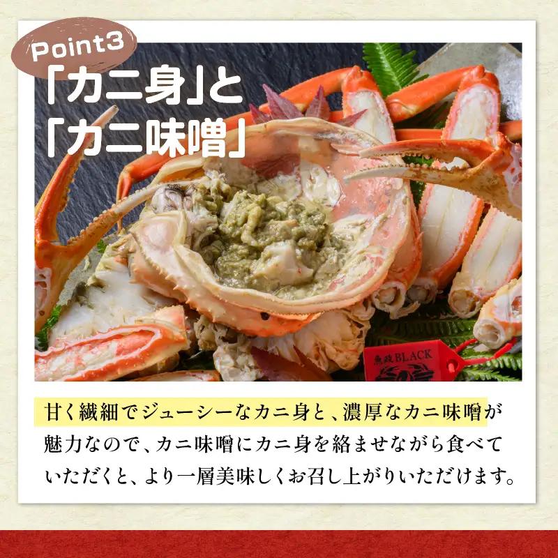 訳あり　【蟹の匠 魚政】茹で　プレミアムズワイガニ 魚政BLACK（松葉ガニ・越前ガニ） 小サイズ（600～700g） 1匹 (1月～3月発送）蟹