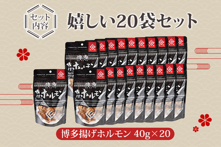 博多揚げホルモン(20袋セット) ホルモン 国産豚 唐揚げ おつまみ 送料無料