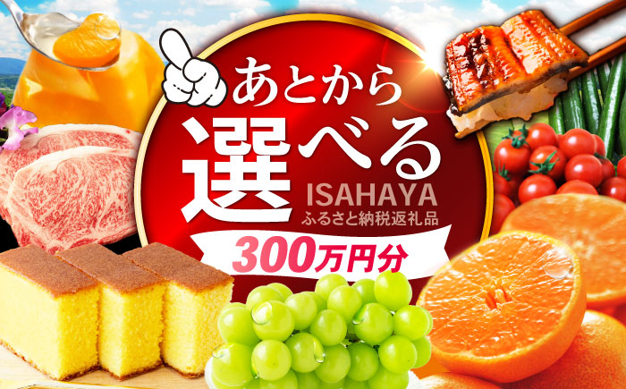 
            【あとから選べる】諫早市 ふるさと納税返礼品 300万円分 / あとから寄附 あとからギフト 選べる寄附 300万円 3000000円 / 諫早市 [AHDC037]
          