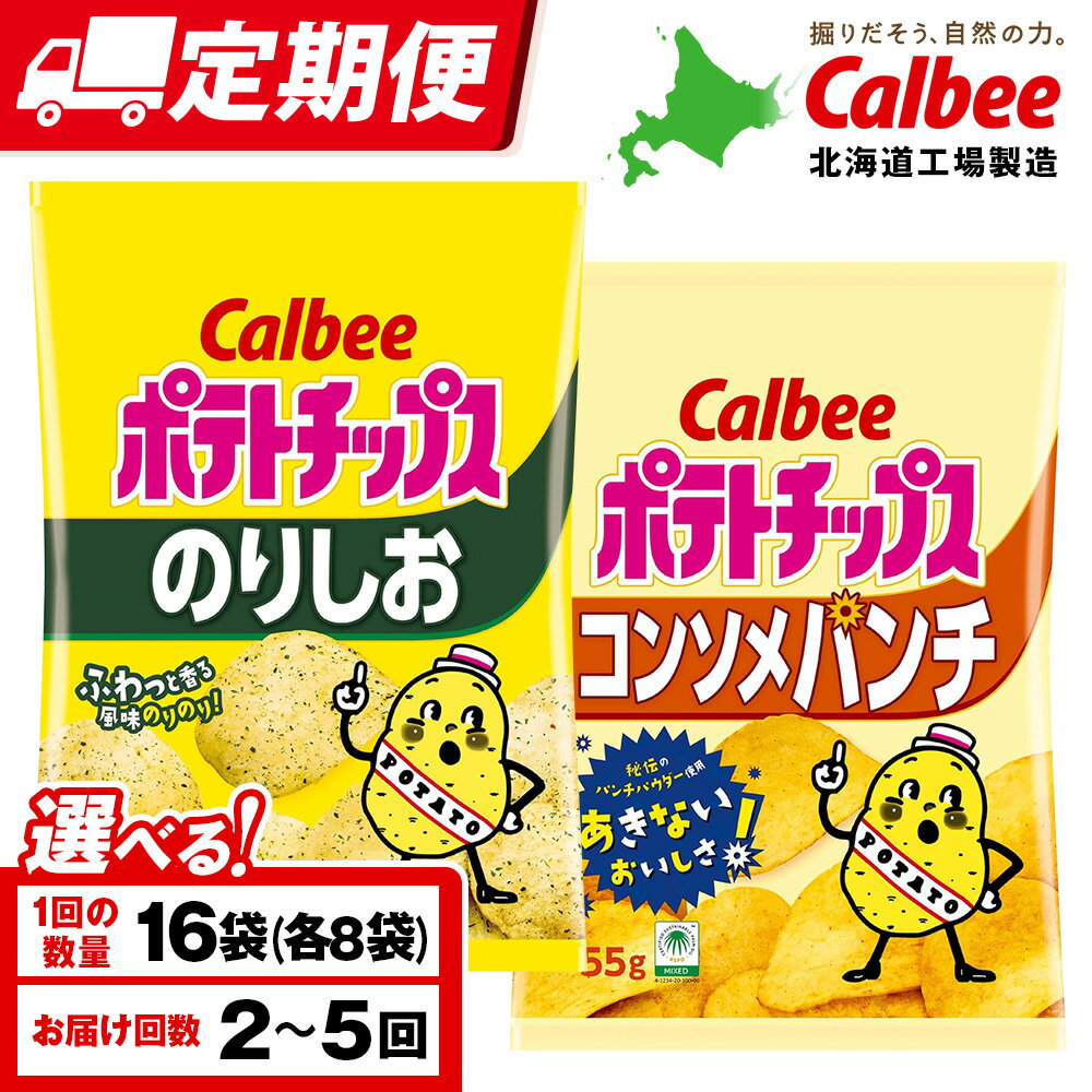 【ふるさと納税】【選べる定期便】カルビーポテトチップス 2種セット コンソメパンチ・のりしお 各8袋 《千歳工場製造》スナック お菓子 北海道 千歳 ポテチ ポテトチップス 北海道ふるさと納税 千歳市 ふるさと納税 ギフト ふるさと納税
