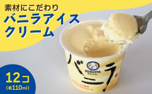 バニラアイスクリーム110ml✕12個 | アイスクリーム 人気 大容量 有名 アイスセット 詰め合わせ スイーツ ジェラート 久保田食品 高知県 南国市