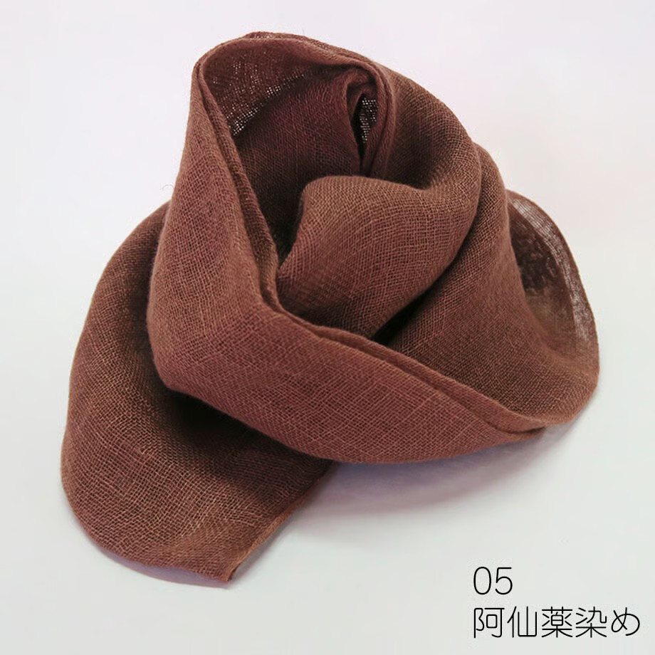 草木染リネンストール　阿仙薬