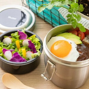 ランチジャー 抗菌真空 ステンレス丼ランチジャー 800ml/2段 ベーシック ＜スケーター株式会社＞ 真空 保温 弁当箱 どんぶり 型 丼ぶり 丼 タイプ 保冷 ジャー ステンレス ランチボックス 