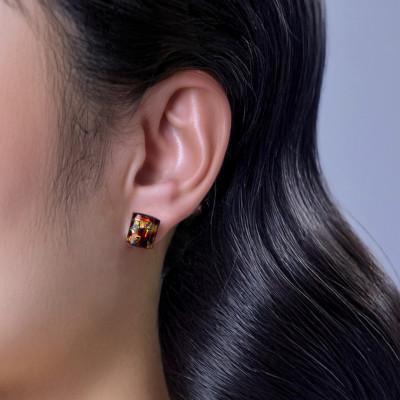 ふるさと納税 小浜市 若狭塗 ピアス【BLOMINA】マホガニー |  | 01