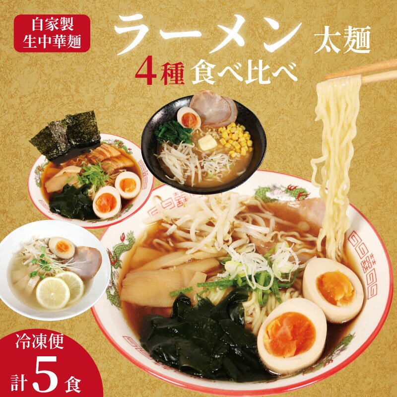 【ふるさと納税】 ラーメン 5食 セット 4種 味比べ 冷凍麺 生麺 太麺 自家製麺 中華麺 簡単調理 食べ比べ 味噌 醤油 正油 塩 しょうゆ しお みそ 個包装 中華そば 拉麺 らーめん スープ 冷凍 おすすめ 美味しい 人気 手軽 お取り寄せ 送料無料 千葉県 銚子市 登代発食品