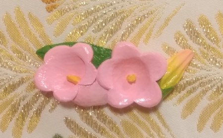 3月の帯留め（カンパニュラ）（兼ブローチ）【hms003A】