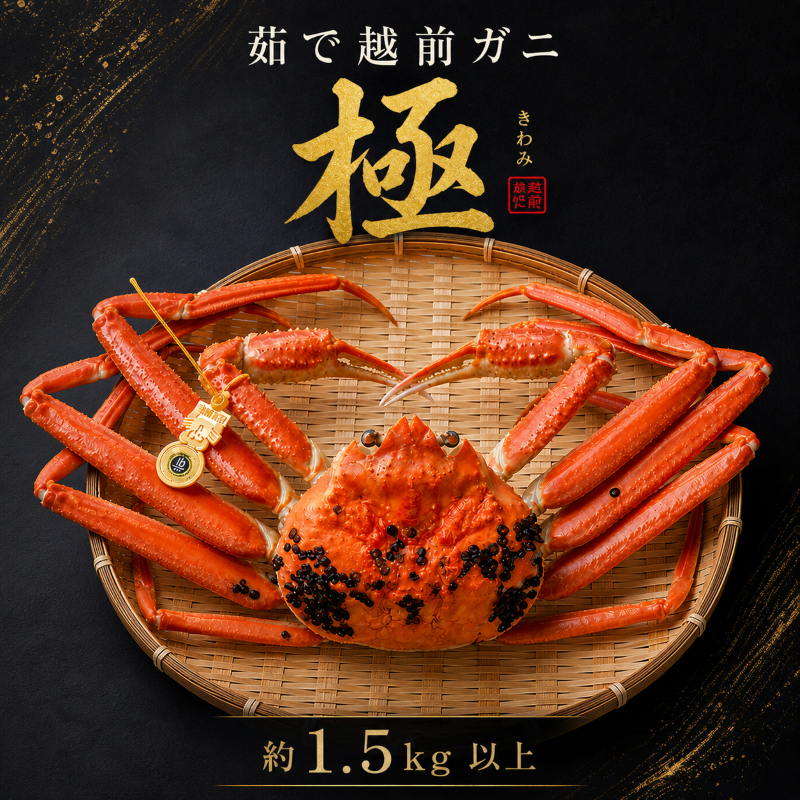 茹で越前ガニ 極！【期間限定】食通もうなる本場の味をぜひ、ご堪能ください。約1.5kg以上（極）越前がに 越前かに 越前カニ カニ ボイルガニ