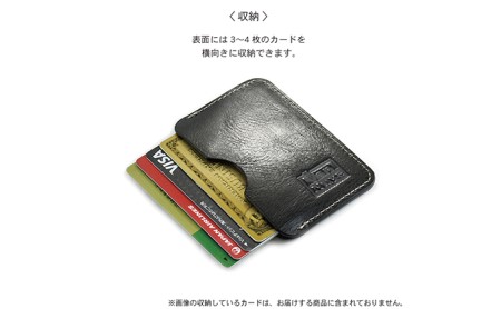 ビンテージオイルレザーのコンパクト両面カードケース　バンナイズ オイル シュリンク レザー 本革 パス カード 収納 電車 バス ファッション小物 ファッション  ビンテージブラック