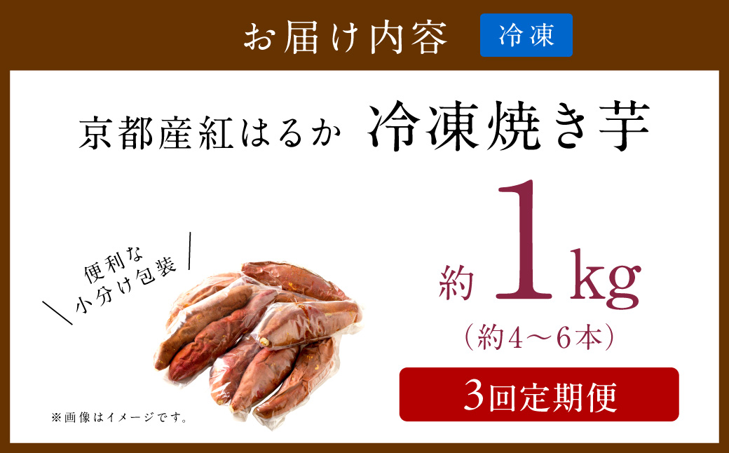 【先行予約】【定期便3回】【訳あり】京の味覚「京都産極上紅はるか」の冷凍焼き芋1kg ふるさと納税 やきいも ふるさと納税 焼き芋 さつまいも 薩摩芋 焼き芋 国産 完熟 高糖度 個包装 蜜入り  訳あり 産地直送　ST00060