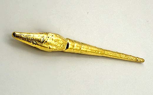 FYN5-026 西川町 工芸品 純金(K24) 月山筆 9.2g 純金 金金 金 24金 K24 K ゴールド 日本製 ハンドメイド 手作り 置物 オブジェ 貴金属 ジュエリー 贈答 贈り物 ギフト