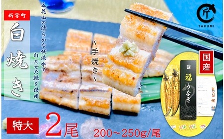 AF095.国産うなぎ白焼2尾（計400～500g）