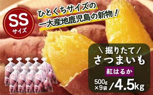 【期間限定！数量限定！】掘りたて さつまいも 紅はるか 4.5kg (500g×9袋) SSサイズ  (自宅で簡単レシピ付き）FR-7｜鹿児島県 南大隅町