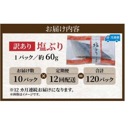 ふるさと納税 滑川市 【毎月定期便】【訳あり】塩ぶり　切り身　約60g×10パック全12回 |  | 03