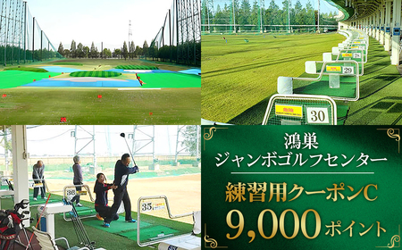 鴻巣ジャンボゴルフセンター　練習用クーポンC　ICカードにチャージして使える9000ポイント　300ヤード・88打席の解放感あふれる練習場 No.184