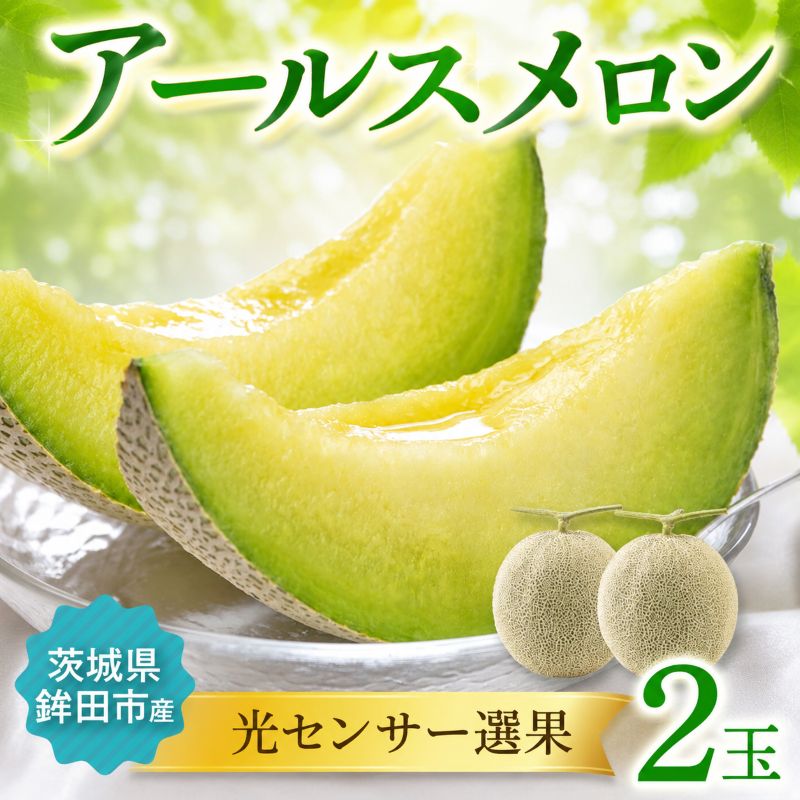 【ふるさと納税】 メロン めろん 茨城 2026年発送 2玉 果物 くだもの フルーツ 青肉 2個 アールスメロン meron melon 光センサー 国産 産地直送 農家直送 数量限定 期間限定 プレゼント ギフト 贈り物 秀 茨城県 鉾田市 サングリーン旭