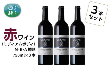 ワイン 赤ワイン 笹一酒造 OLIFANT マスカット・ベリーA 樽熟成 750ml×3本【n0146_sas_A】