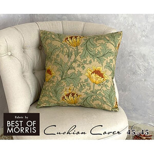 ＜クッションカバー 45×45＞ ベストオブモリス アネモネ グリーン MR-4545-A