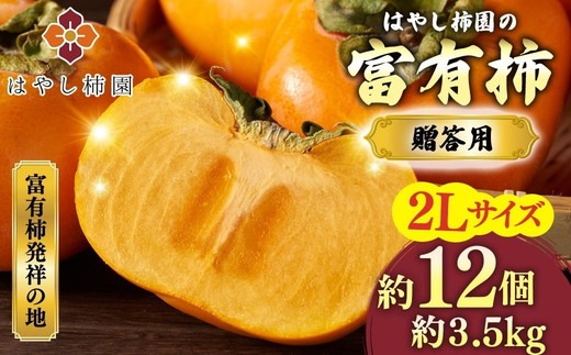 【先行予約】はやし柿園の贈答用富有柿 2Lサイズ 12個 | 柿 カキ かき 果物 フルーツ 予約 高糖度 濃厚 秋の味覚 ギフト 贈答用 プレゼント 贅沢 ご褒美 旬 お取り寄せ ※2026年11月中旬頃より順次発送予定 ※離島への配送不可