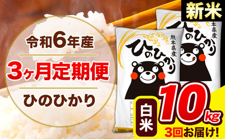 令和6年産 新米 ひのひかり 【3ヶ月定期便】 白米  10kg (5kg×2袋) 計3回お届け 《お申し込み月の翌月から出荷開始》 熊本県産 白米 精米 ひの 米 こめ お米 熊本県 長洲町