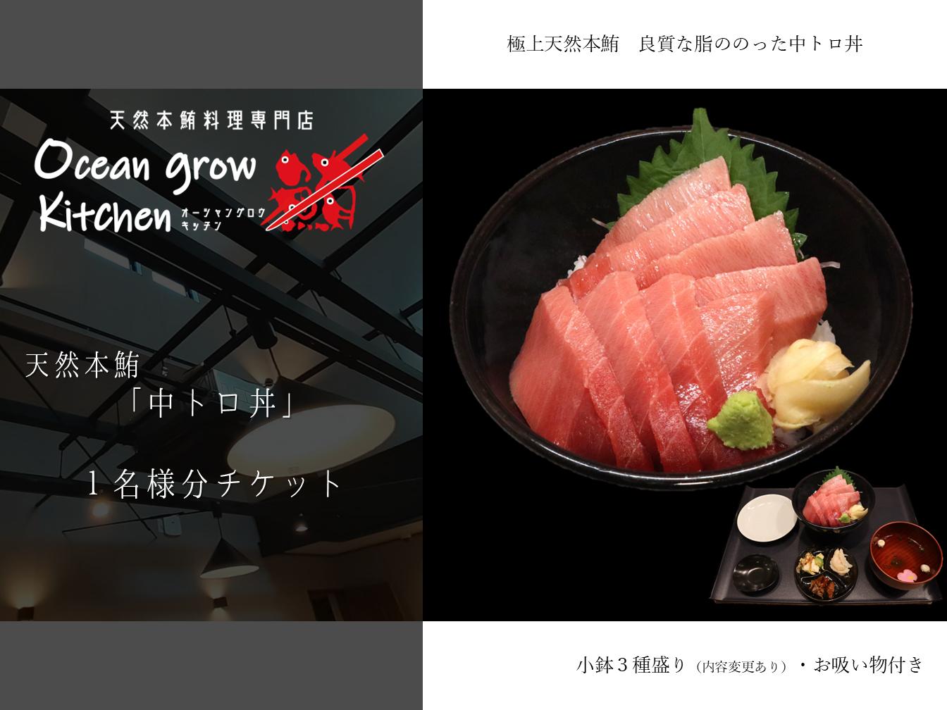 
B14-063 oceangrow kitchen お食事券（天然本鮪中トロ丼）1名様分
