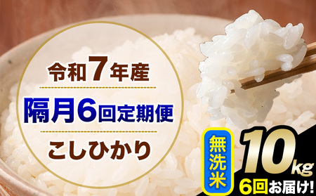 令和7年産 無洗米【隔月6回定期便】 こしひかり 10kg 無洗