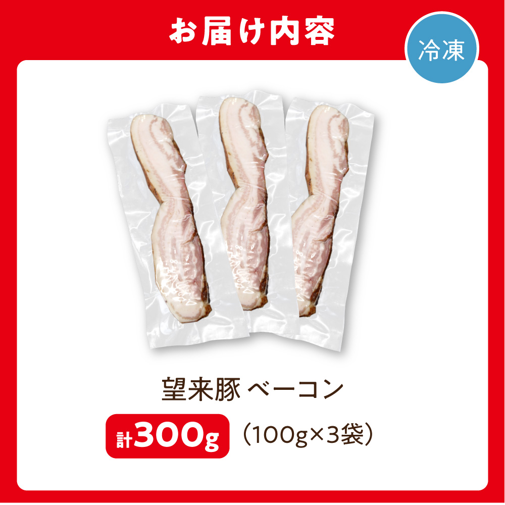 望来豚ベーコン ブロック 100g×3 | ブランド豚 豚肉 北海道 石狩市