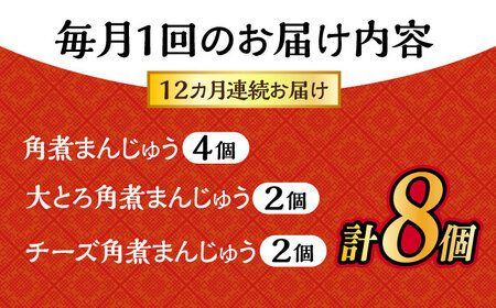 【12回定期便】角煮 まんじゅう 三種 食べくらべ セット 計96個（箱）岩崎本舗 大村市[ACAH065]