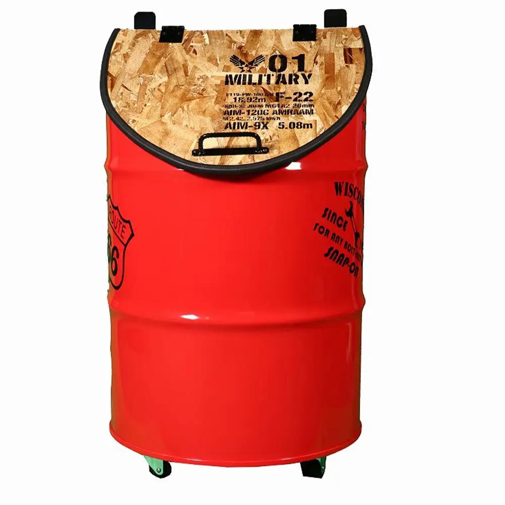 【大容量屋外用】SDGｓタテガタ トラッシュボックス　RED ／ ゴミ箱 大容量 屋外 SDGs トラッシュボックス 大型 大きいサイズ キャスター付き ドラム缶 おしゃれ インダストリアル リサイク
